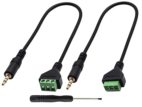 Miniatura 8 de zdyCGTime Cable conector de bloque de terminales de tornillo de 0.138 in (1/8 pulgadas) 0.138 in TS mono macho a 2 pines/forma hembra tornillo cable