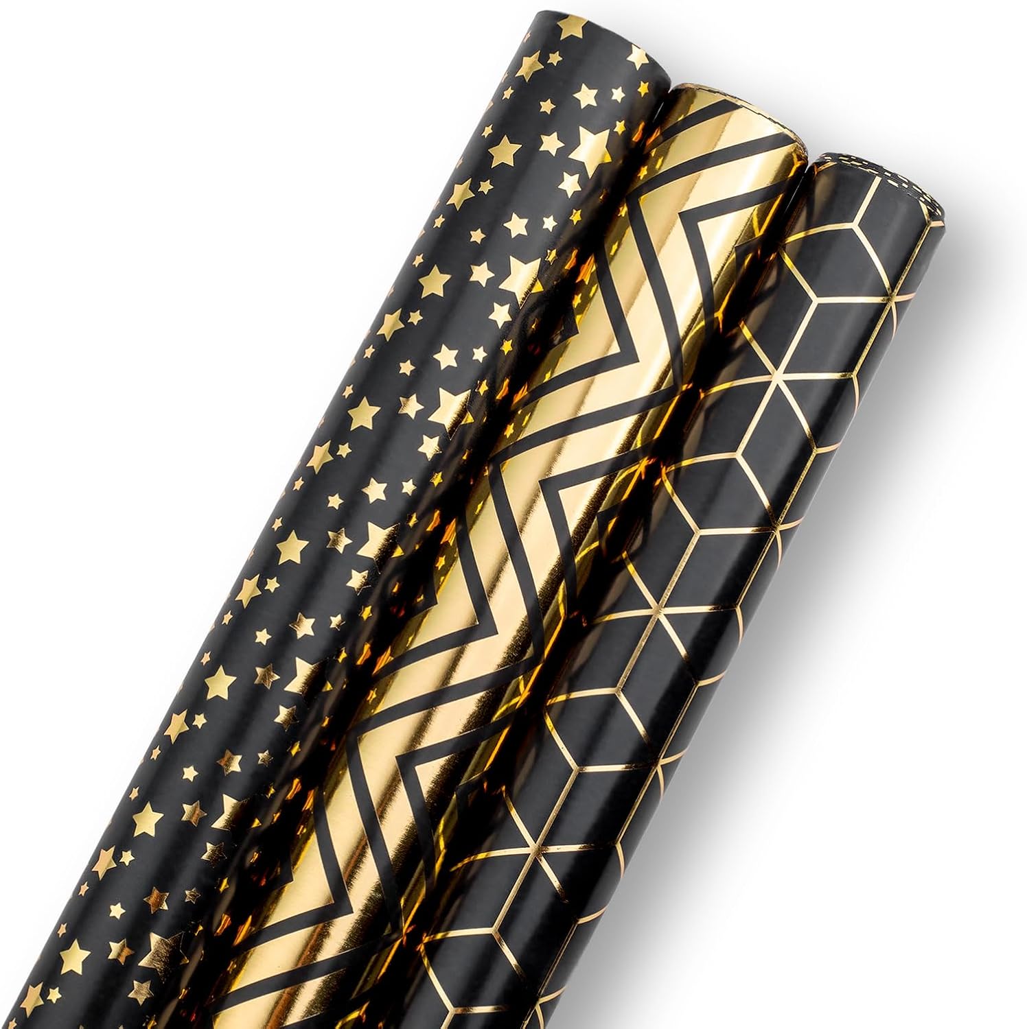 Flyhill Gold and Black Wrapping Paper Mini Roll3 Roll42.5