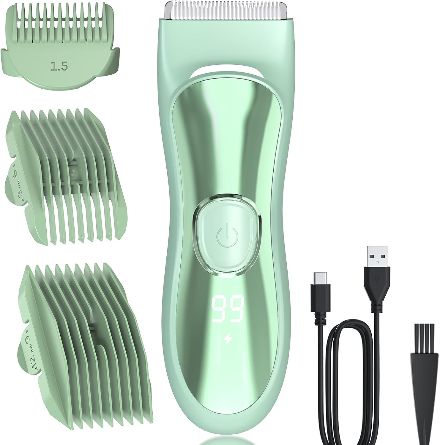 Body Hair Trimmer Shavers for Men, Groin Hair Trimmer with Ceramic Blade, Wet & Dry Use Eelectric Shaver, Waterproof Manscaper with LED Light mnfor Pubic Area, Chest, Legs & Bikini