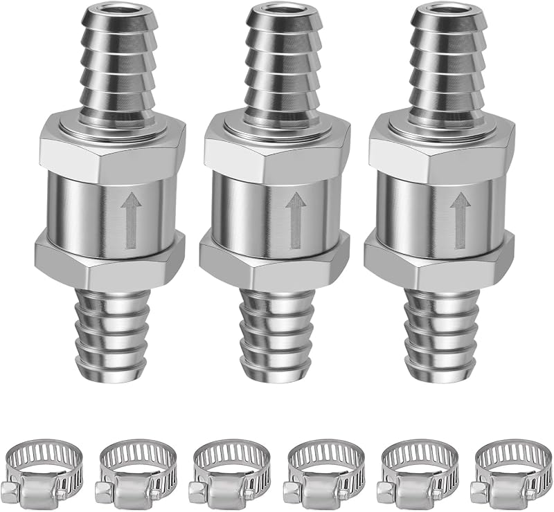 Válvula de retenção unidirecional EVIL ENERGY 3/8" em alumínio para combustível – Conjunto com 3 unidades