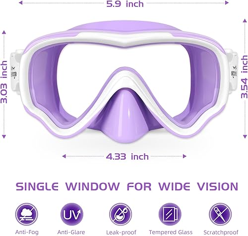Miniatura 3 de Seago Gafas de natación para niños, máscara de buceo para jóvenes (5-15), antivaho 180 visión clara