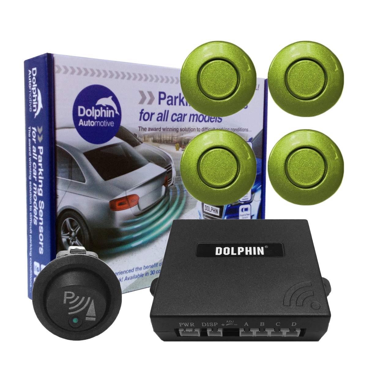 Dolphin Car Van Front Parking Sensors With Longer 6m Leads and Parking Switch in 32 Coloured Options UK (Electric Blue) — view 6