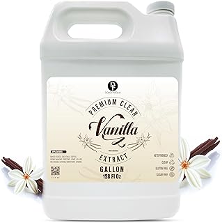 Dolce Flav Clear Double Strength Imitation Vanilla Extract - 1 Gallon - Gluten-Free, Keto-Friendly & Sugar-Free Vanilla Flavoring with Natural and Artificial Vanilla Flavor