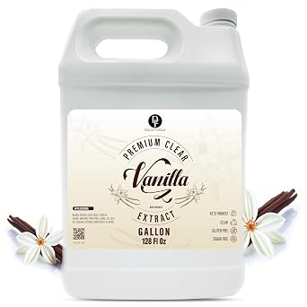 Dolce Flav Natural Water-Soluble Flavor Extracts Sugar-Free, Kosher, Allergen-Free Concentrated Flavorings for Baking, Desserts, Beverages & More, Clear Double Strength Imitation Vanilla Extract, 1 Gallon