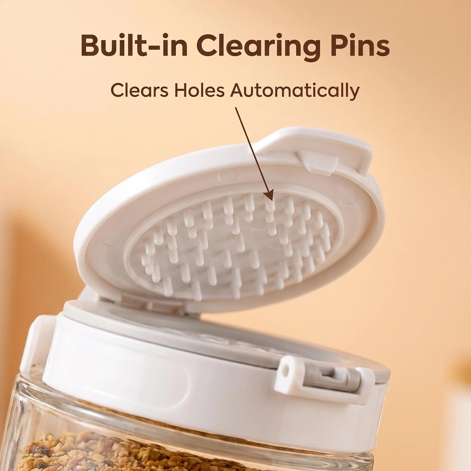2-Pack Anti‑Clog Glass Spice Shakers w/Cleaning Pins, Seasoning Jars