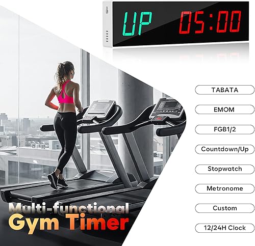 Miniatura 3 de Dienmern Large Digital Gym Timer Remote Control Gym Clock Wall with Interval Timer, 9 Custom Modes Countdown Timer UPStopwatch, Workout Timer for