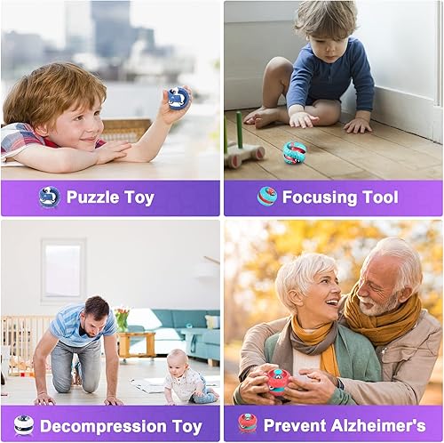 Miniatura 5 de Paquete de 2 juguetes de bola órbita, novedosos juguetes para ansiedad, pista creativa, cubo infinito, bolas para aliviar el estrés, juguetes