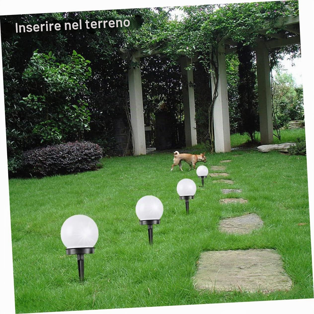 Holibanna 4Pezzi Solare da Giardino Forma Sfera Bianca Illuminazione Esterna per Giardino e Patios LED Ricaricabili con Solare Impermeabili e Automatiche per Uso