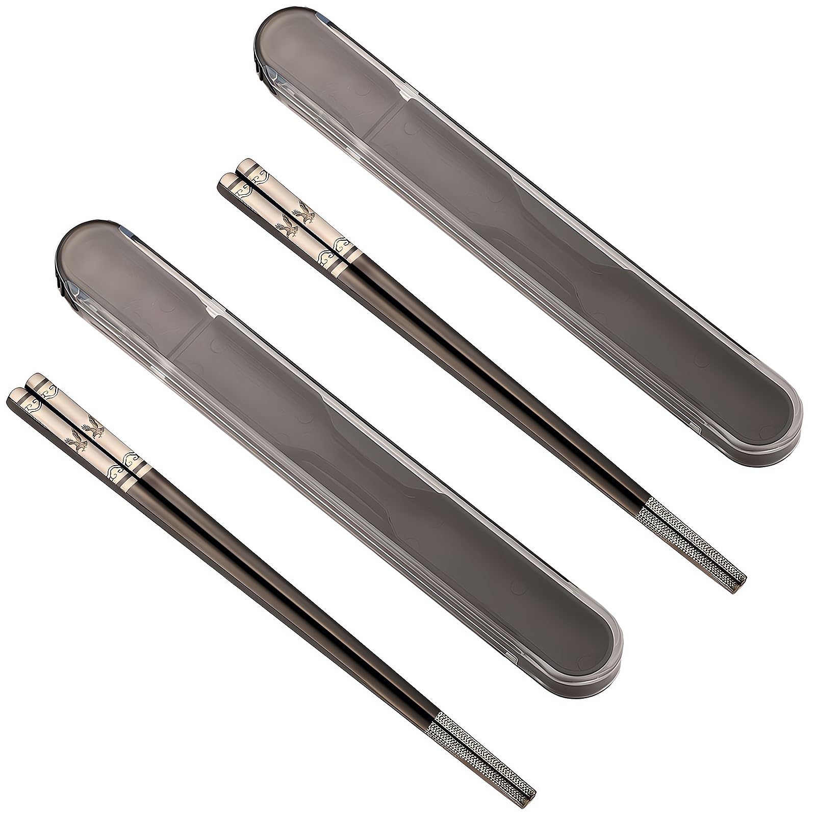 Stainless Steel Chopsticks with Case - Black Phoenix -10