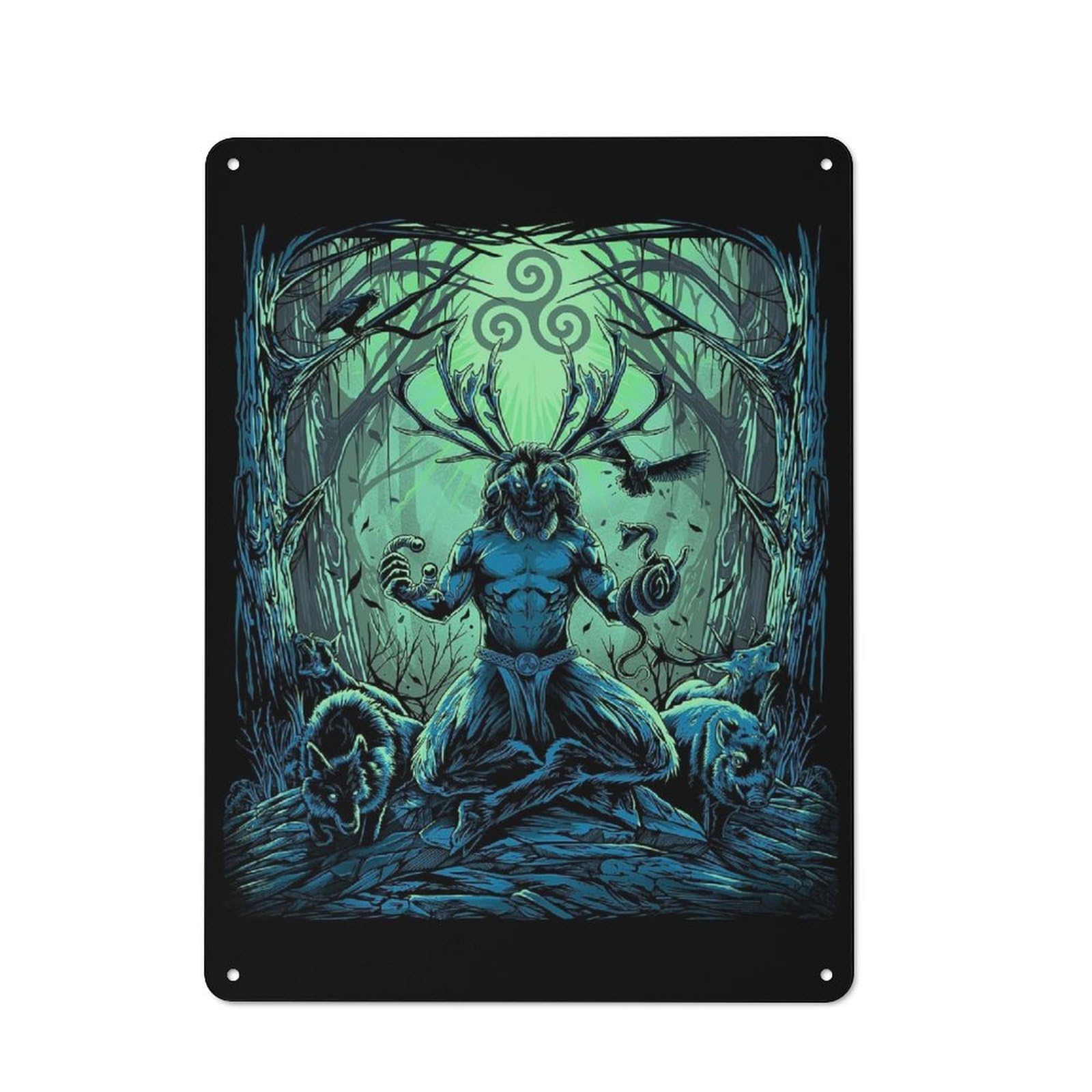 Junmoney Cernunnos Celtic Irish Retro Tin Wall Plaque 40X30cm Featuring For Garage Wall, New Home Wall Decor For People Furnishing A Garage