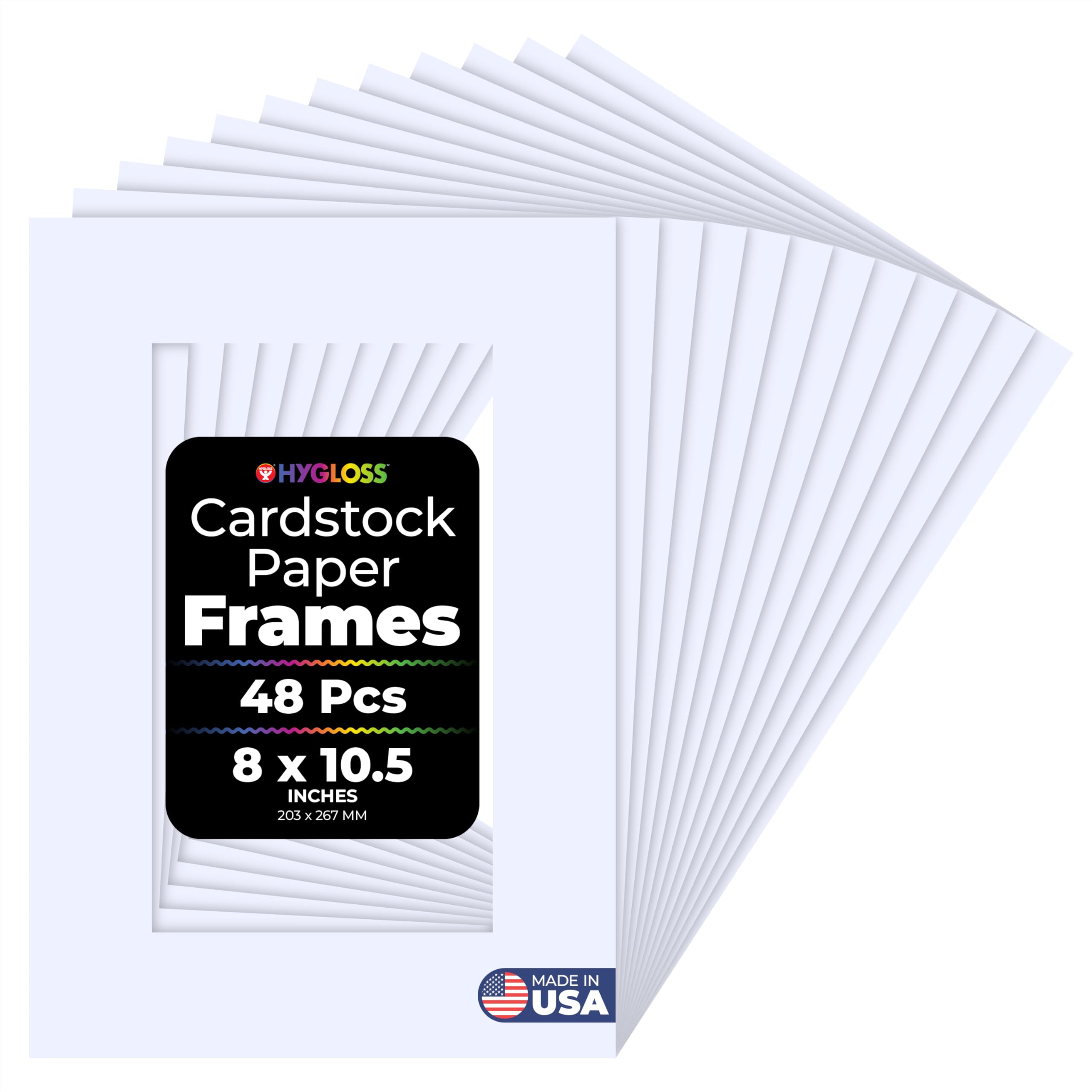 Hygloss 48 Pack Paper Picture Frames, White cardstock Photo Frame 8x10.5-Inch, Paper Frames to Decorate for Wedding Birthday DIY Classroom Crafts and Decorations