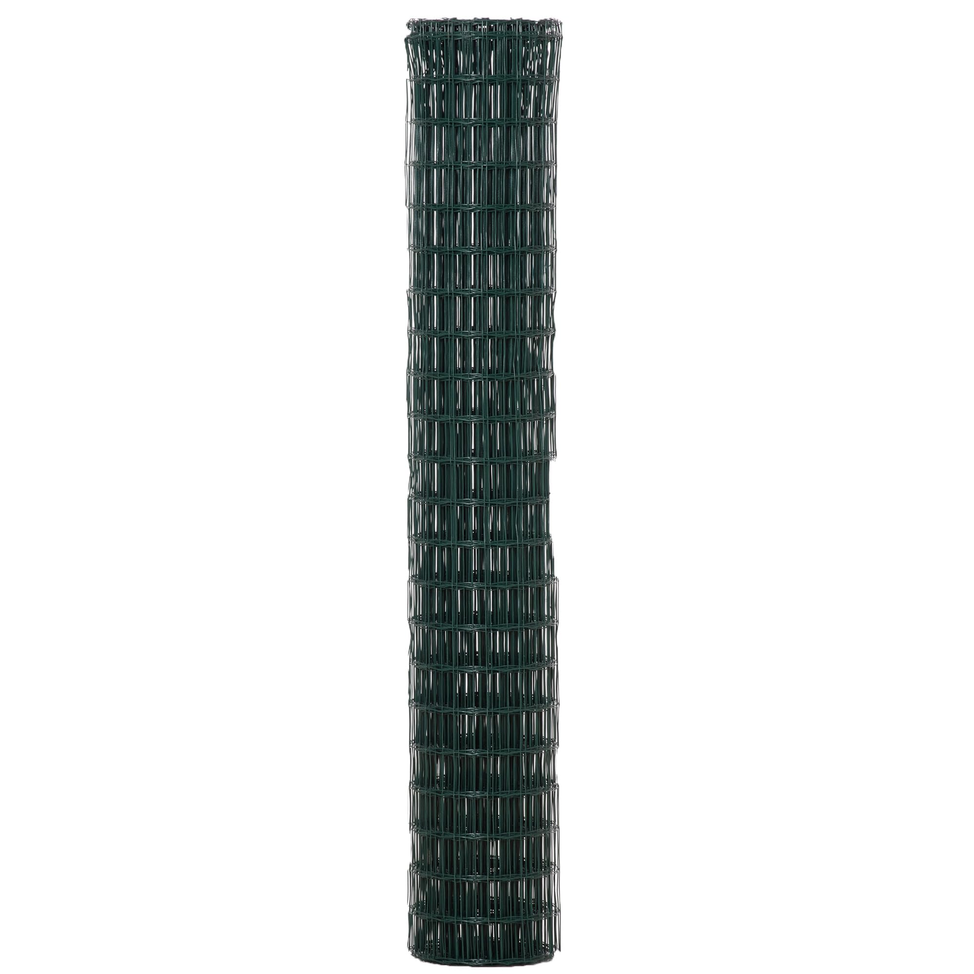 Outsunny Rete di Recinzione 25x1.7m in Acciaio Plastificata per Giardini e Spazi Esterni, Rotolo da 25m e Altezza 1.7m, per Giardino e Pollame, Verde