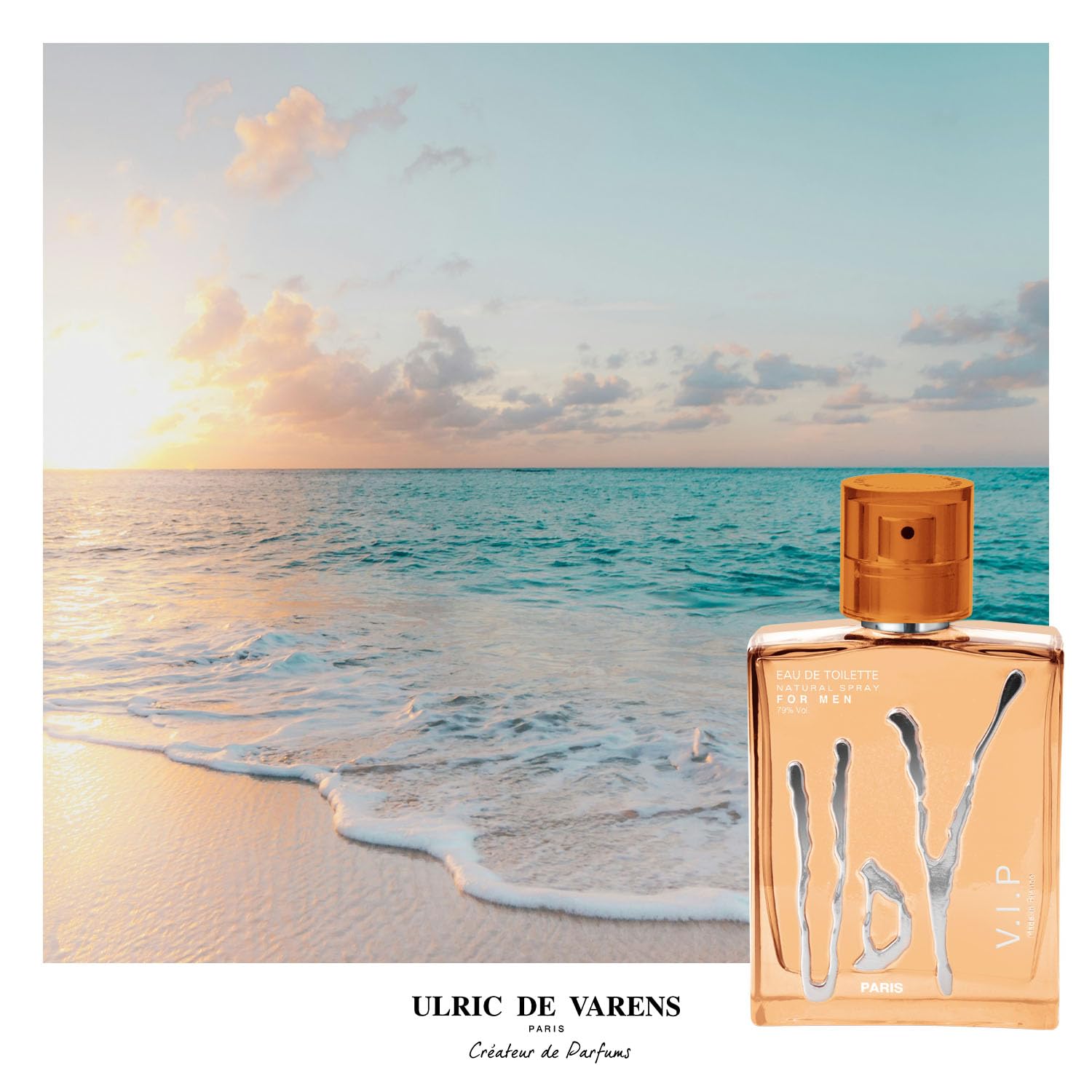 ULRIC DE VARENS - Eau De Parfum UDV VIP - Boisé, Marin, Musujące cytrusy - Perfumy dla mężczyzn - Spray - Wyprodukowano we Francji - 100 ml