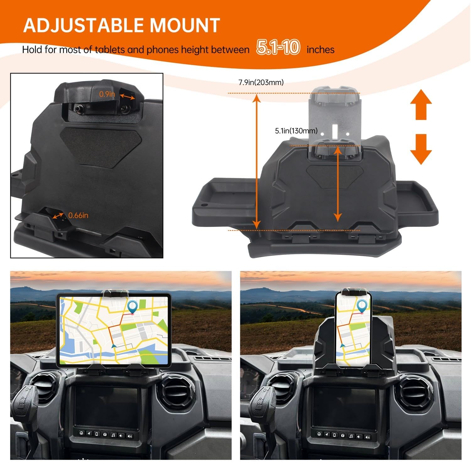 Electric Device Tablet Holder for Ranger XD 1500, Adjustable GPS Mount Phone Holder Storage Box Compatible with Polaris Ranger XD 1500/Crew XD 1500 Northstar Ultimate Accessories 2024+