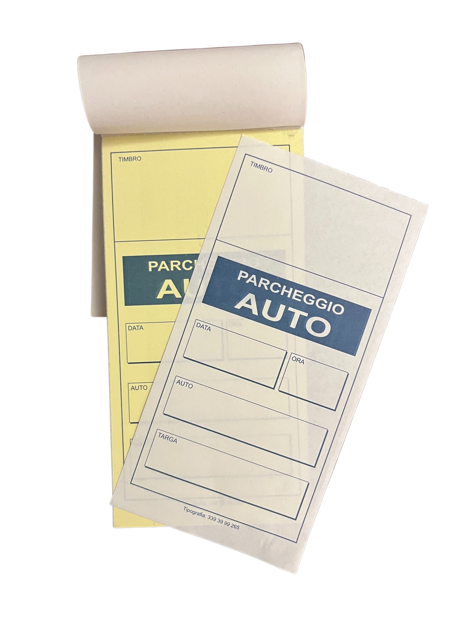 Ricevuta Parcheggio, Parking. Blocchetti in carta Copiativa, F.to 8x17 cm, 50 ricevute in duplice copia ogni blocco. (20)