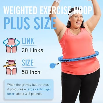 JKSHMYT Weighted Hula Circle Hoops for Adults Weight Loss, Infinity Fit Hoop Plus Size, 30 Detachable Links, Exercise Hoop for Women and Beginners