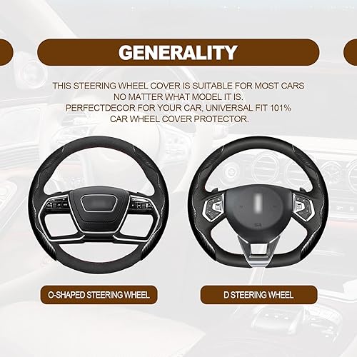 Miniatura 4 de Accesorios para el interior del coche Cubierta del volante de mariposa Cubierta del volante de fibra de carbono antideslizante (negro)