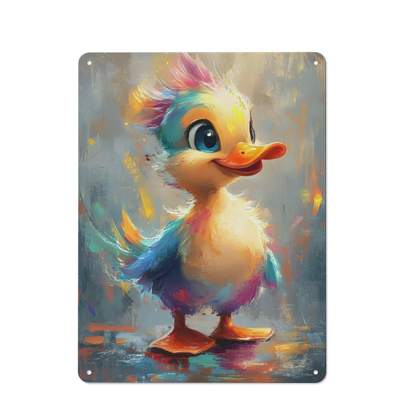 Junmoney Cute Duckling Painting 40X30cm Industrial-Style Tin Sign With For Hallway Wall, A Metal Wall Feature For A Newly Arranged Hallway