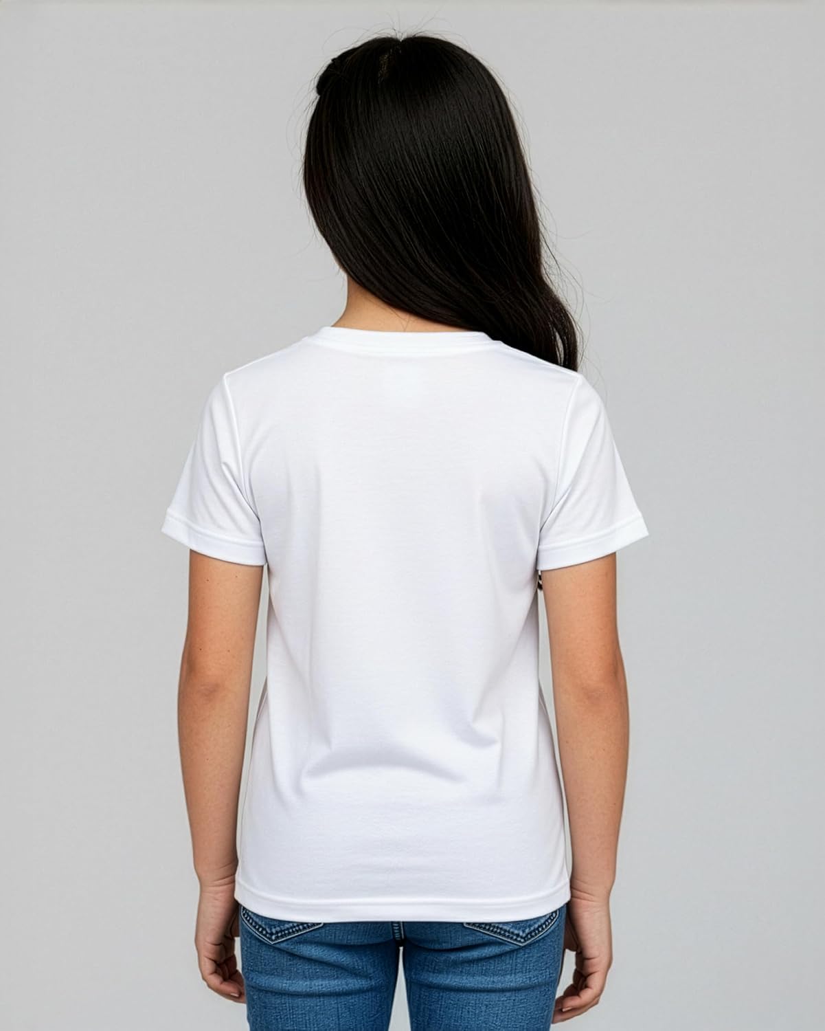 Real Essentials 5 Pack: Girls' Cotton Short Sleeve Crew Neck T-Shirt - Athletic Tee Shirt for Teens Kids Youth (Ages 4-16)