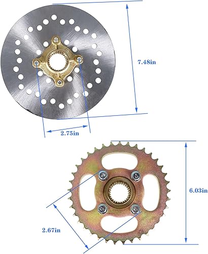 Miniatura 3 de Kit de montaje de eje trasero de 32 pulgadas/32.087 in con eje y buje, cadena y cilindro maestro de freno de repuesto para Go Kart ATV