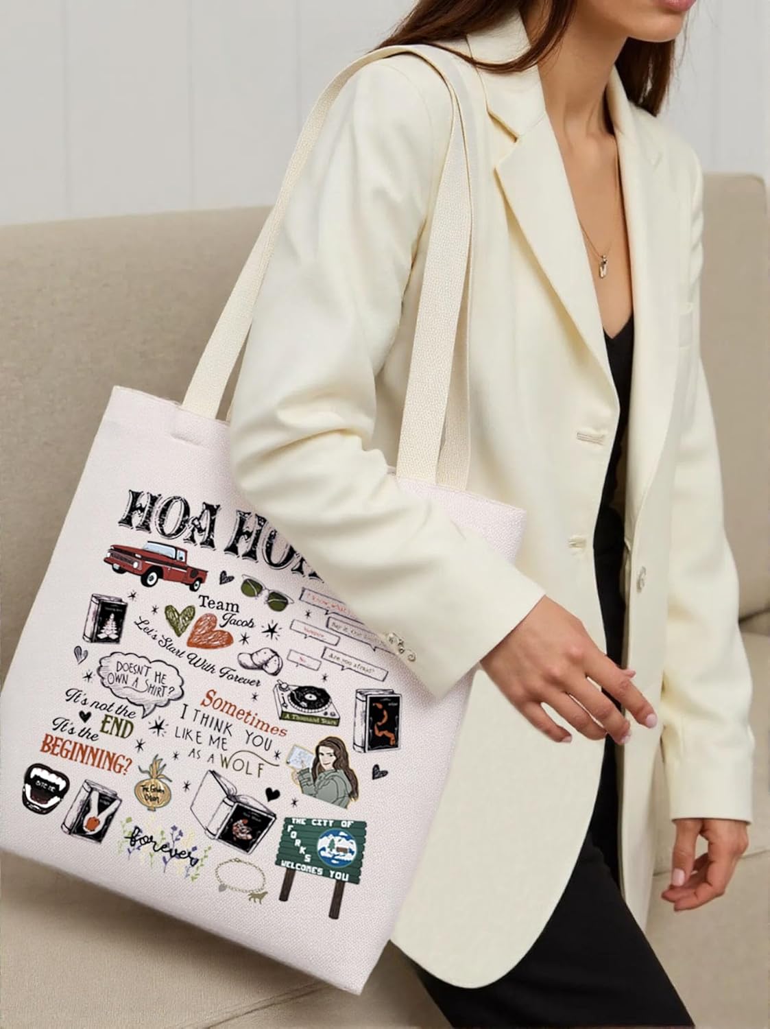 KUIYAI Vampire Movie Inspired Tote Bag Vampire Lovers Shoulder Bag HOA HOA Season Gift Vampires Fans Gift (HoaHoaToteS) - Image 2