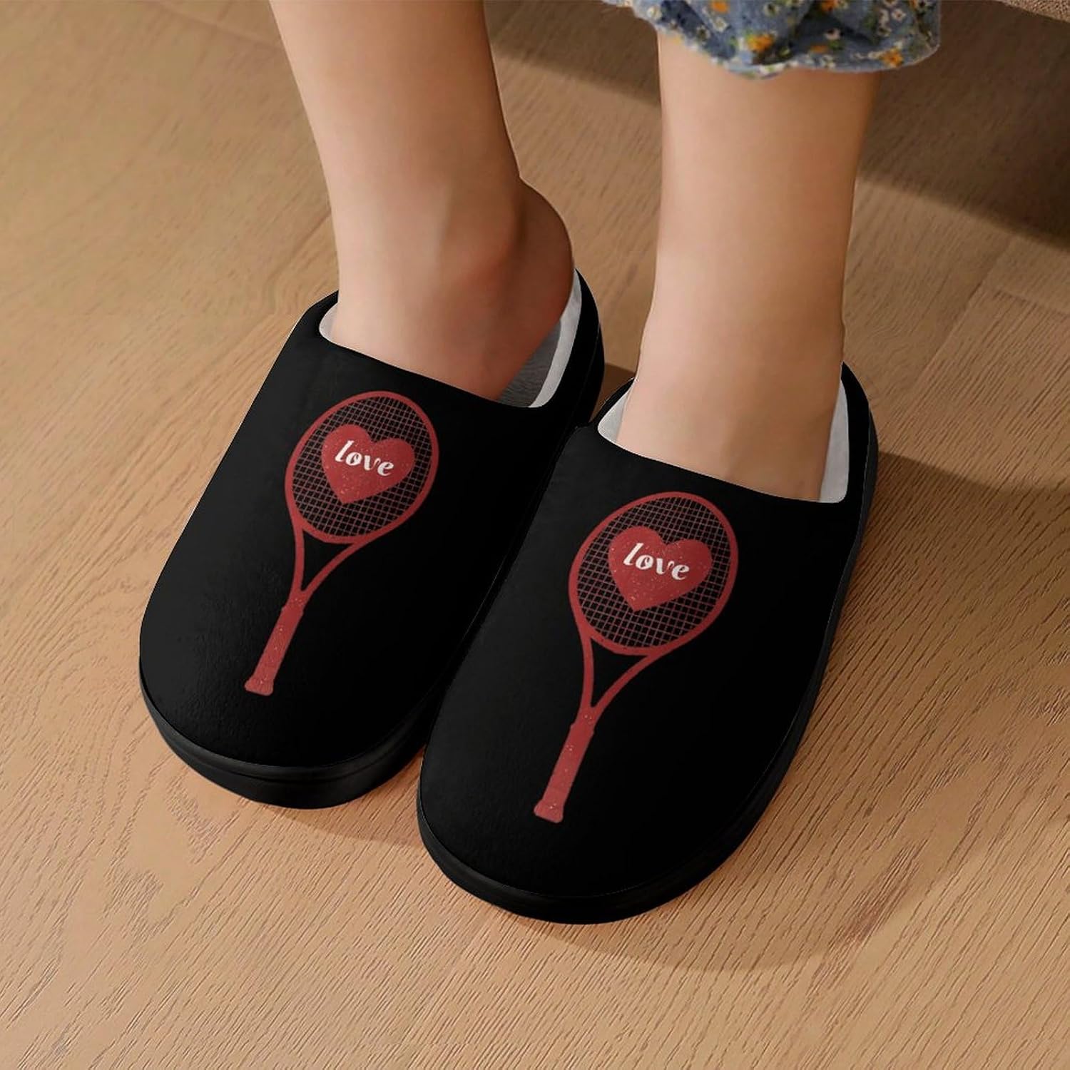 Love Tennis Cute Cotton Slippers Anti-slip House Shoes Funny Slipper Indoor Outdoor