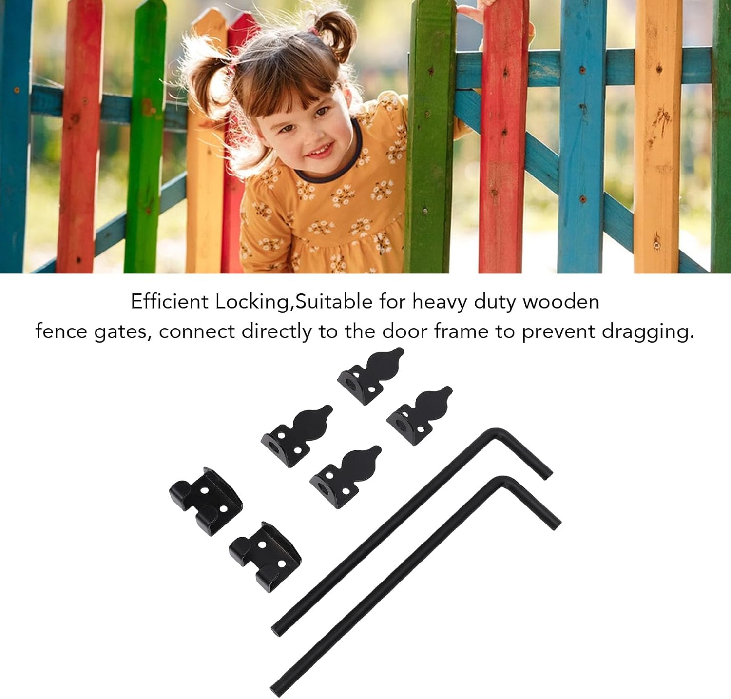 2Pcs Heavy Duty 12 inch Cane Drop Rod Steel Material 2 Pack Steel Gate Stop Ground Latch for Wooden Gater Doors