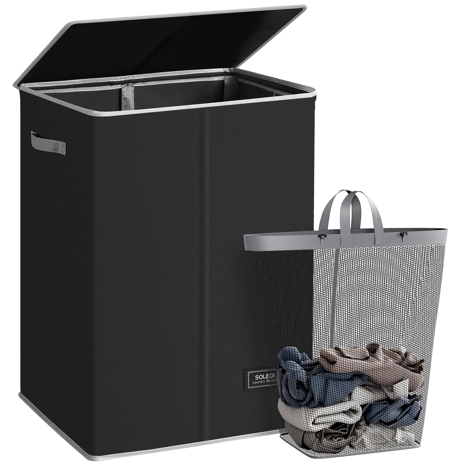 SOLEDI Laundry Basket with Lid 130L Large Washing Basket for Laundry, Collapsible Laundry Baskets, Sturdy Clothes Hamper with Removable Laundry Bag, Beautiful and stylish Laundry Bin