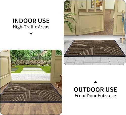 Miniatura 8 de Arotive Tapete para puerta delantera, tapete resistente para interiores y exteriores, tapete antideslizante para entrada del hogar, perfil bajo,