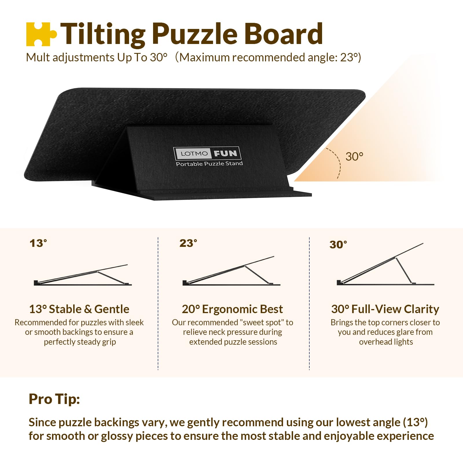 Tablero para Puzzle 1000 Piezas, Soporte Ajustable en ángulo, Tablero de Puzzle de Fieltro Ligero con 6 bandejas de clasificación y Cubierta, Mesa de Rompecabezas portátil