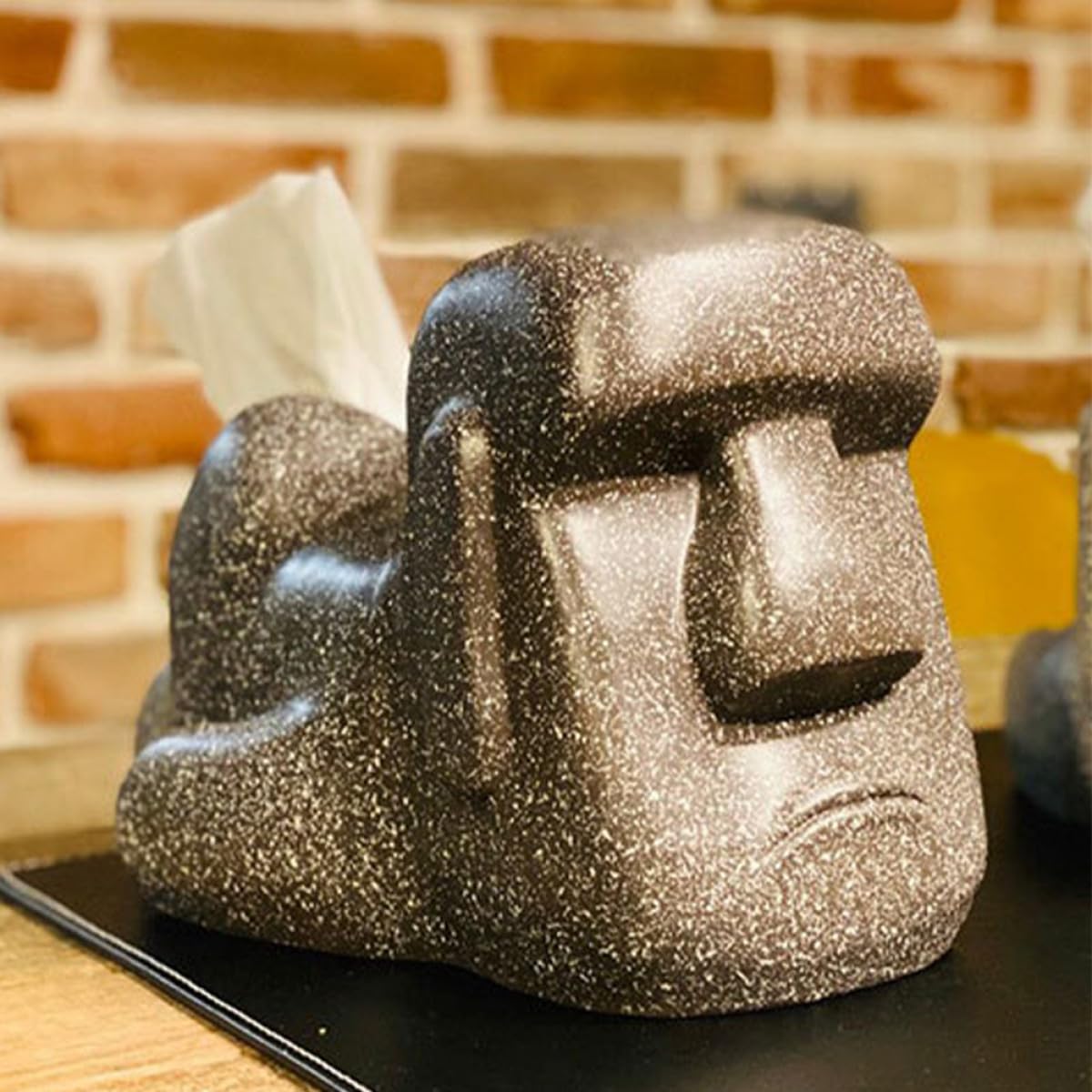 Kreative Moai Taschentuchbox aus Kunstharz mit Elegantem Design Praktische Aufbewahrung für Badezimmer und Wohnzimmer Origineller Taschentuch Organizer