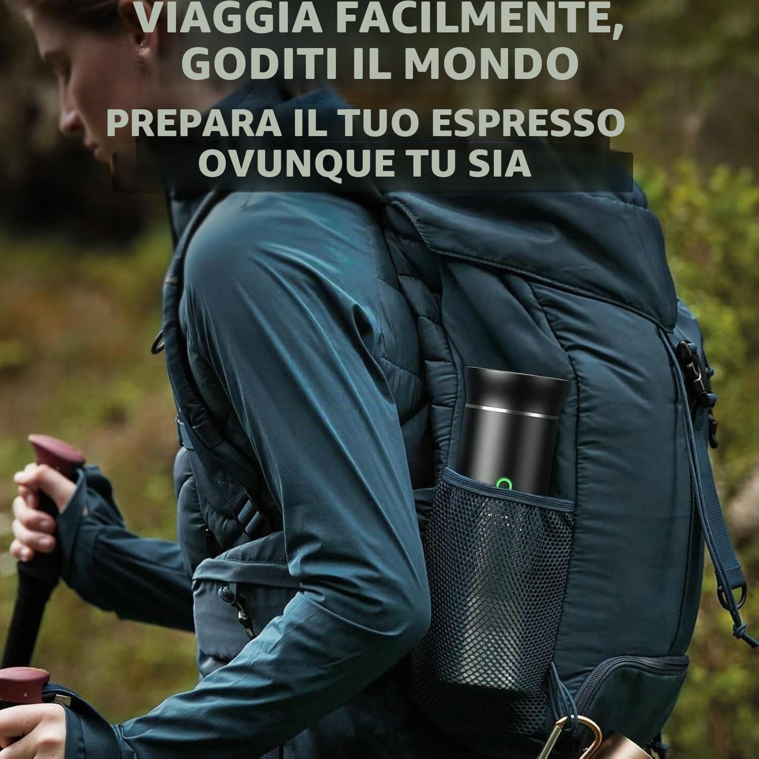 Portatile Caffettiera capsule 3 in 1 compatibile con Nespresso Dolce Gusto e Caffè Macinato - Macchina da caffè multicapsula per il trasporto - piccola (nero)