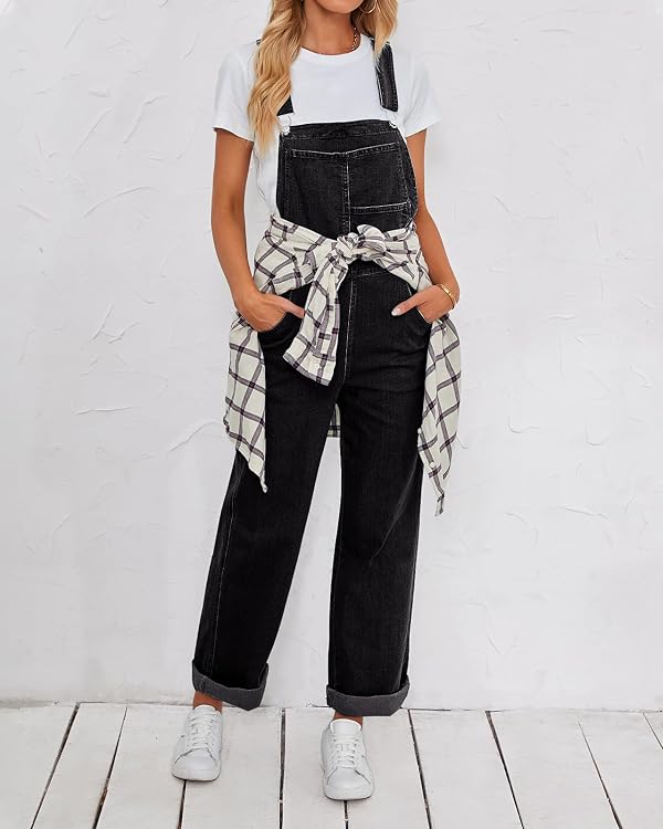 Vetinee Jean Overalls for Women Womens Overalls Jumper Ladies Overalls Baggy Black Denim Overalls Concert Outfits for Women Black Denim Jumpsuits for Women Balck Medium Fits Size 8 / Size 10 by Vetinee - Image 5