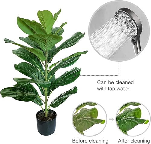 Miniatura 7 de BesameNature - Árbol de higuera de hoja de violín artificial y ficus de lira para decoración de oficina en el hogar, 30 pulgadas