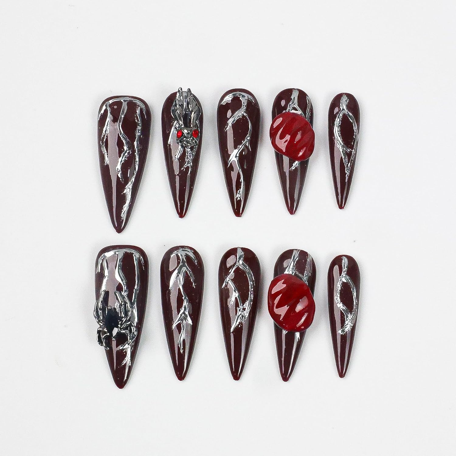 Reusable Acrylic Fake Nail Tips Long False Nails 10 Pieces