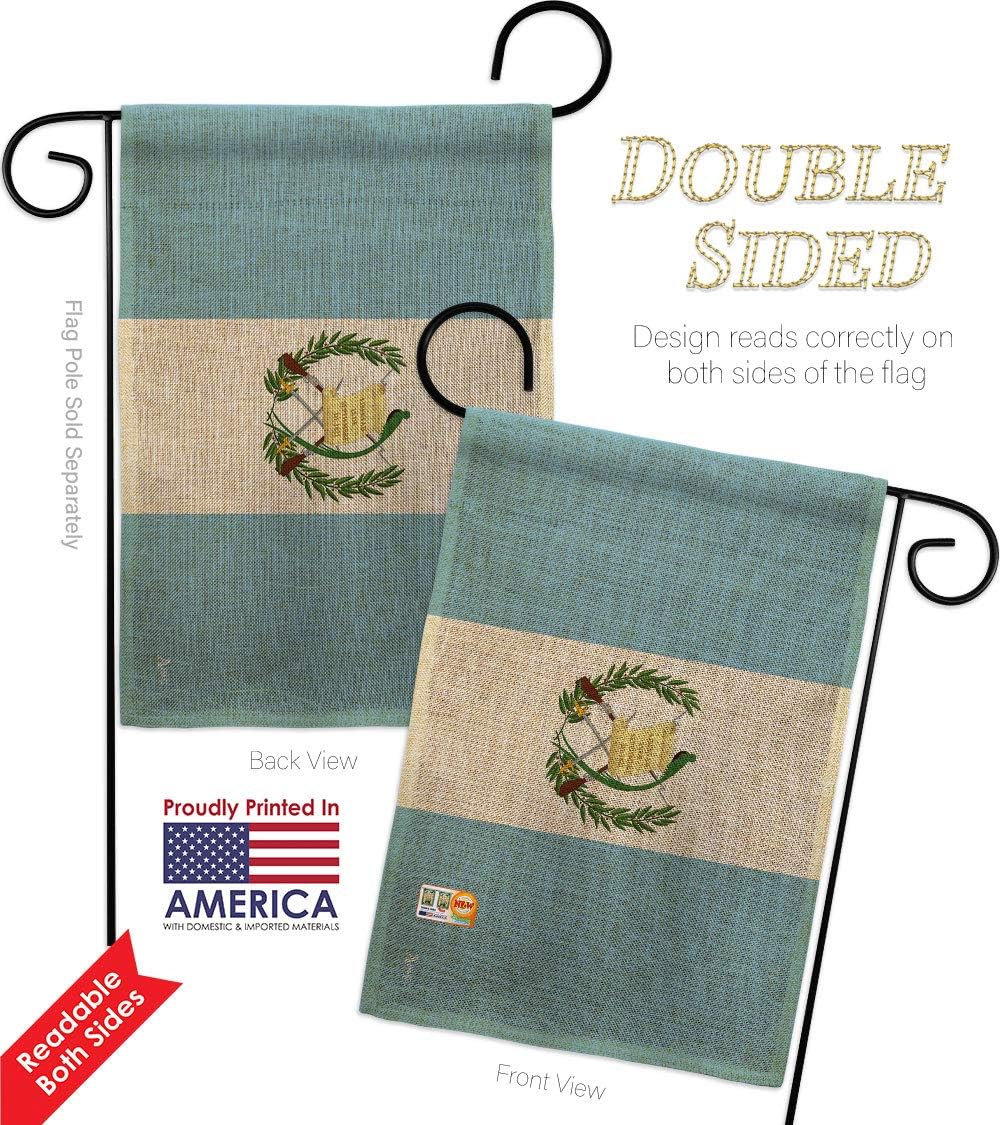 Guatemala Burlap Garden Flag Set Wall Holder Regional Nationality Nation International World Country Particular Area Small Decorative Gift Yard House Banner Double-Sided Made In USA 13 X 18.5