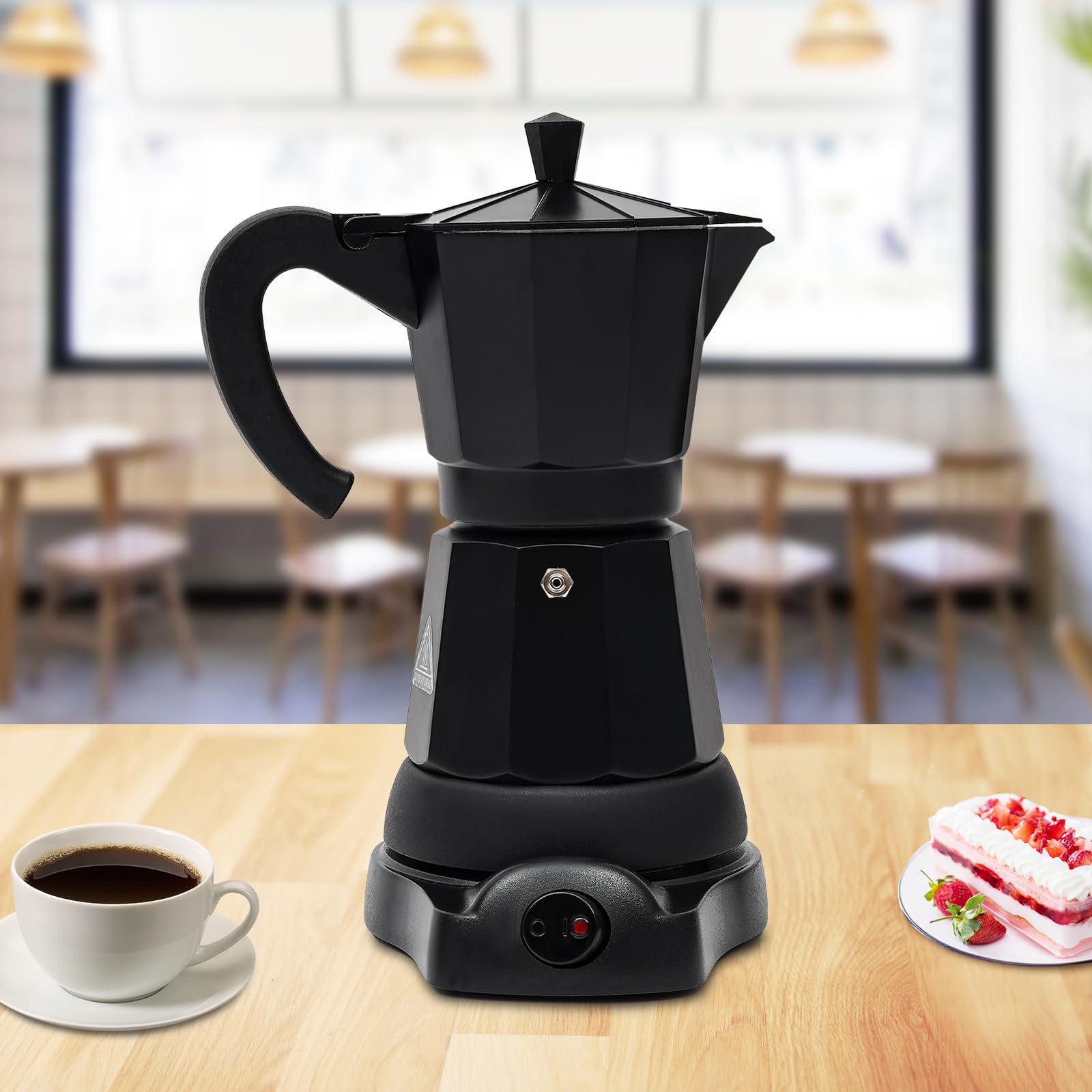 Cafetière Italienne électrique 300 Ml - Avec Cuisinière électrique 500 W - En Acier Inoxydable - Réglage Température 5 Vitesses - 6 Tasses
