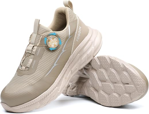 FOGOIN Sicherheitsschuhe Herren S3 Arbeitsschuhe Damen leicht mit Stahlkappe, Explorer 3.0 Sportlich bequem & atmungsaktiv, Drehknopf-Verschluss