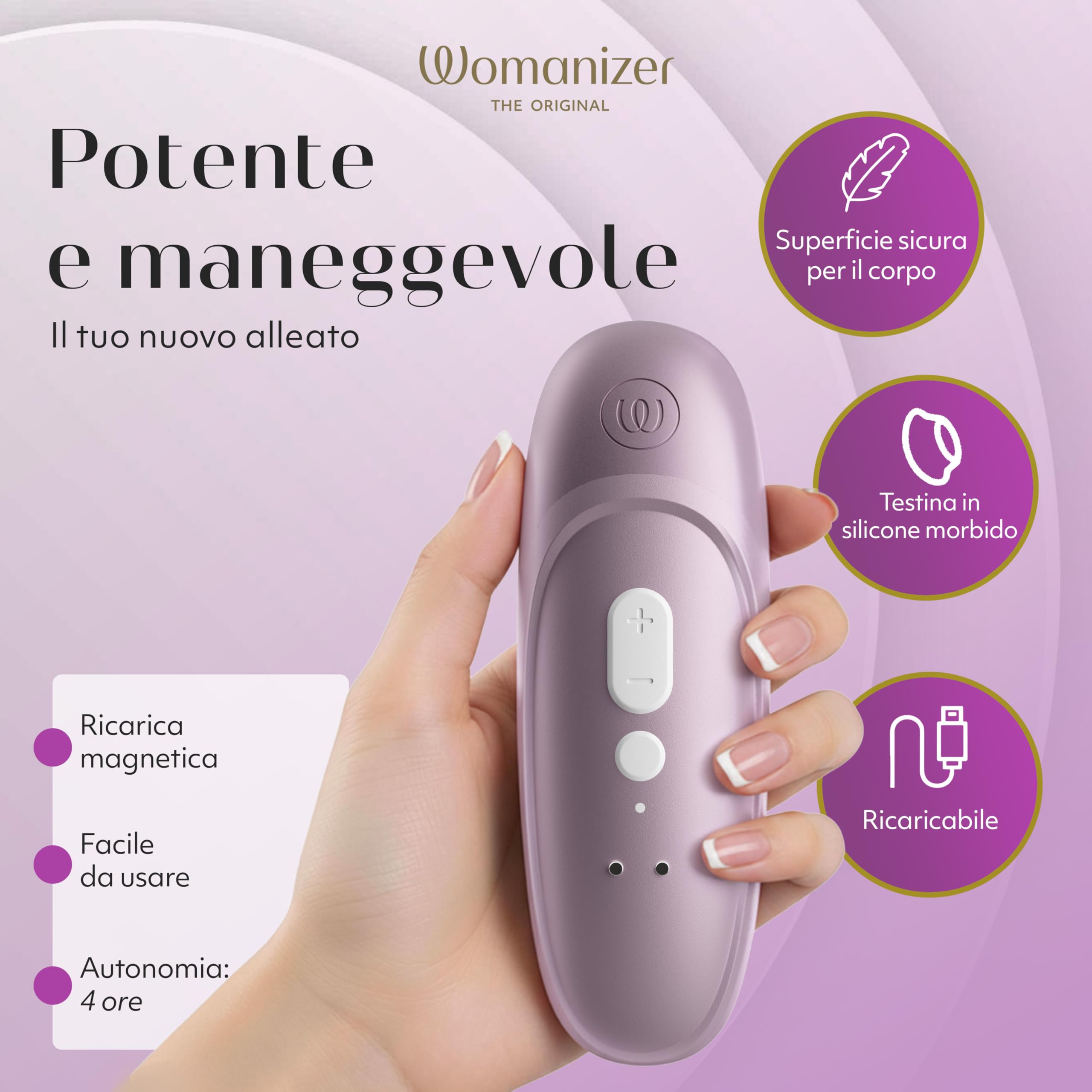 Womanizer Pro Succhia Clitoride Giocattolo per adulti| Vibratore per Donne & Coppie | Stimolatore Clitorideo 11 Velocità di Aspirazione | Massaggiatore Impermeabile per Stimolazione Intima | Lilla