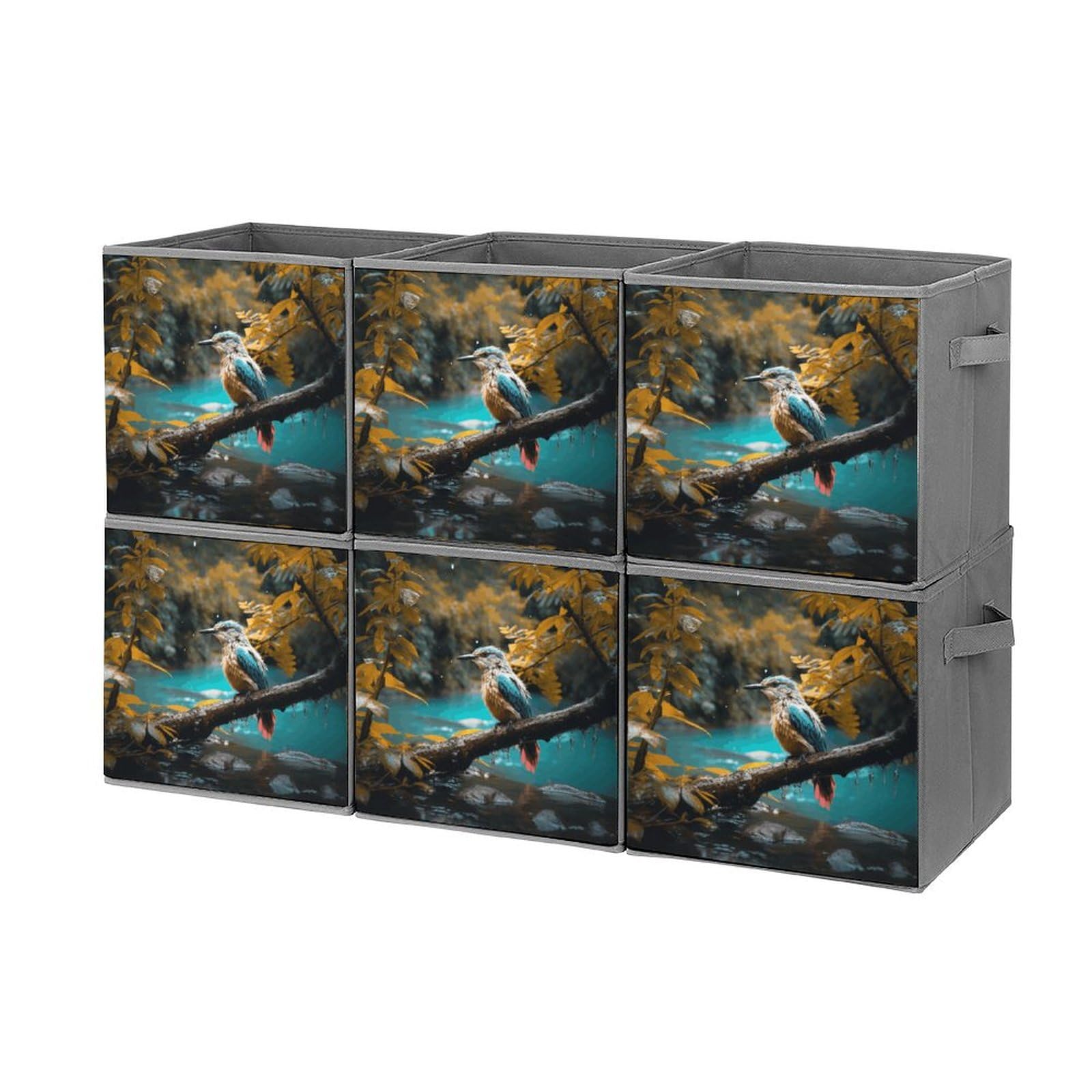 Boîte de rangement empilable et pliable lot de 6 avec sons d'oiseaux relaxants