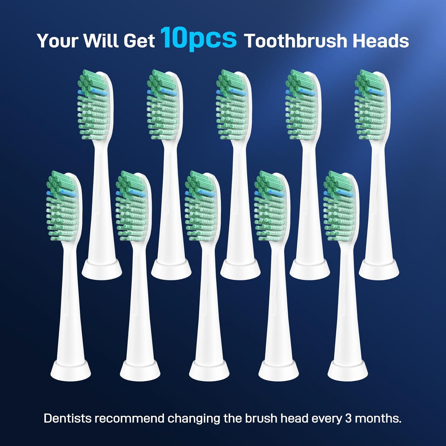 Toothbrush Replacement Whitening Heads Compatible with TAO Clean Sonic Electric Toothbrush - Brush Heads Refills, Medium Bristles, White