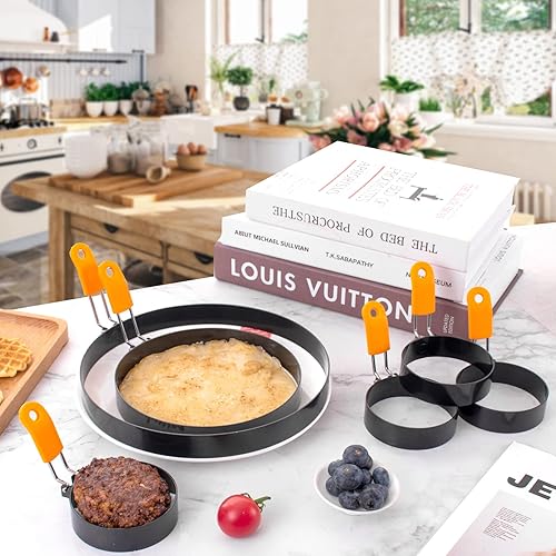 Miniatura 4 de Yciuse Anillos de huevo anillos de huevo de acero inoxidable para freír paquete de 6 unidades anillo redondo para huevos anillos de huevo de