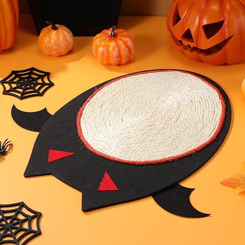 Miniatura 3 de Alipis Pet Supplies - Tapete rascador para gatos, tapete rascador para gatos en forma de murciélago de Halloween, tapete de sisal, juguete de garra