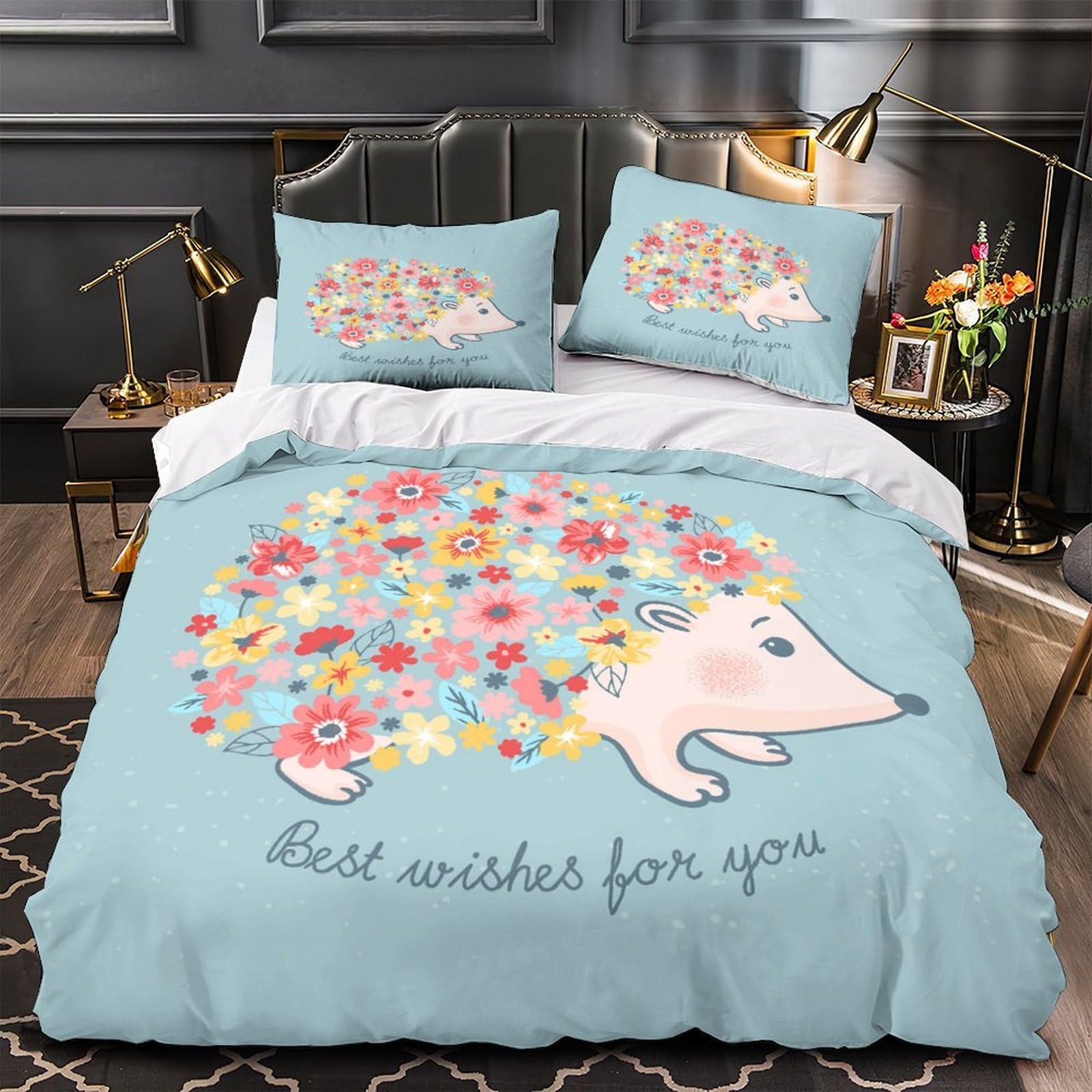 Linge de lit branches florales en microfibre premium ultra douce et finitions haut de gamme