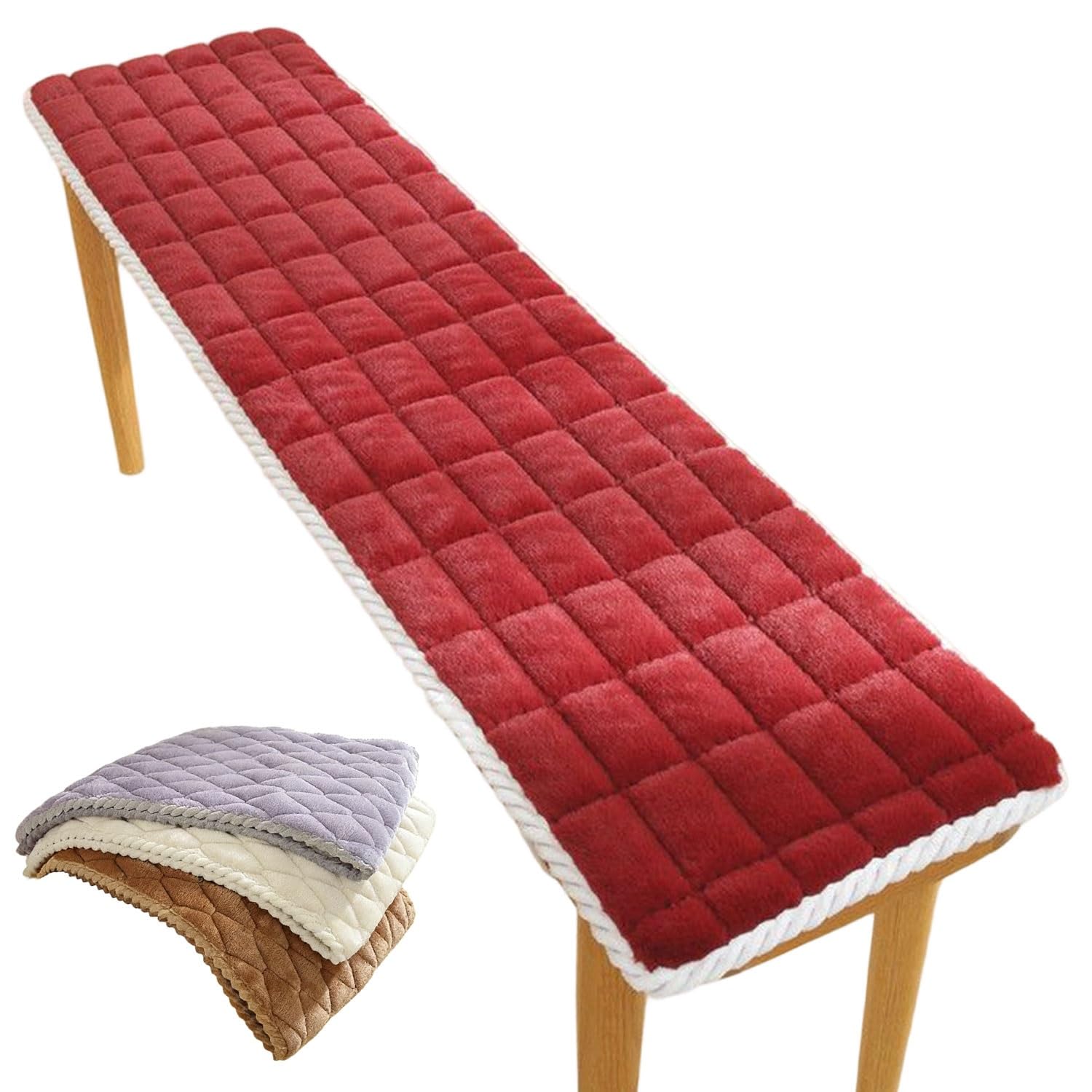 uyeoco Washable Indoor/Outdoor Bench Cushion - 120cm/150cm/100cm/90cm x 40cm/35cm/30cm - Non-Slip Seat Pad for Bay Windows, Garden Patio, Long Chairs, Swings & Porch Furniture(burgundy,30x60cm)