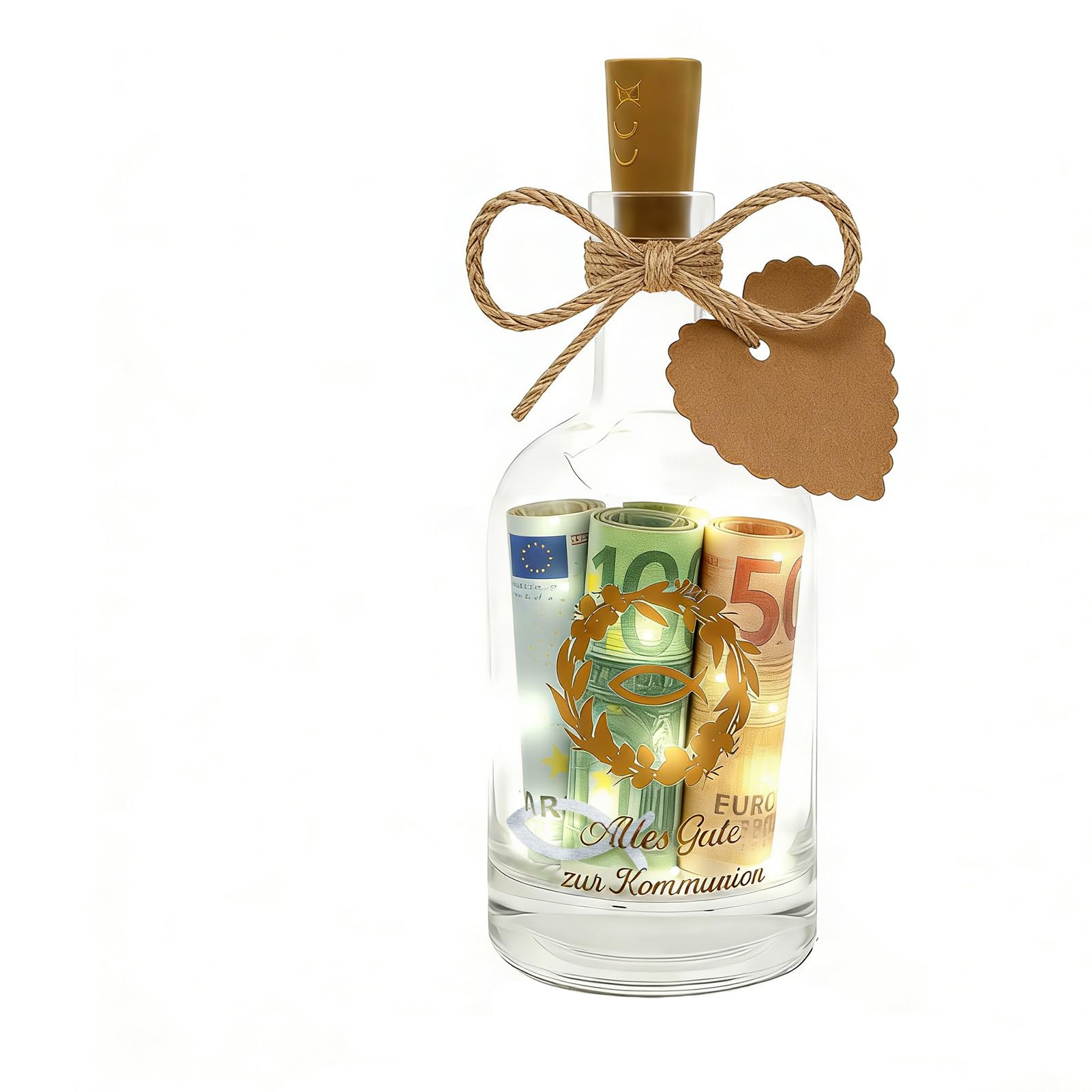 Kommunion Geschenk LED Flaschenlicht Glückslicht Beleuchtete Dekoflasche Kommunion Geschenke für Mädchen Junge Flaschen Lichterketten Geschenk Kommuninon LED Flaschenlicht Erstkommunion Geschenke