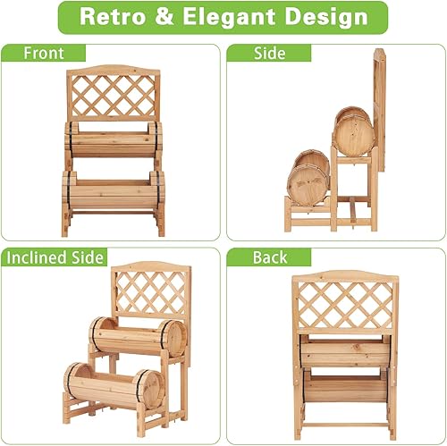 Miniatura 8 de Kinsuite Maceta de madera rústica elevada con enrejado para decoración del hogar, patio, espacio libre