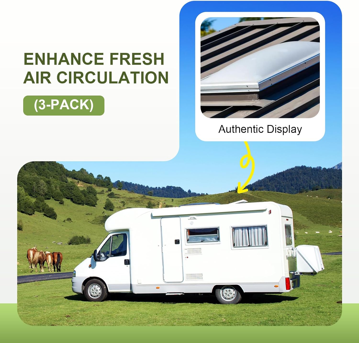 Vent Cover for RV Roof Replacement, Enclosed Trailer, Camper, Motorhome 14" x 14" Roof Vent Cover, Vent Lid Fit Ventline (prior to 2008), Elixir(starting with 1994) and Newer, Easy to Install (3Pcs)