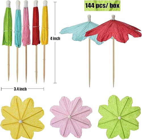 Miniatura 2 de 144 piezas de flores para beber, palillos de cóctel, palillos de dientes multicolor para sombrillas, adornos para cupcakes para verano, palos de
