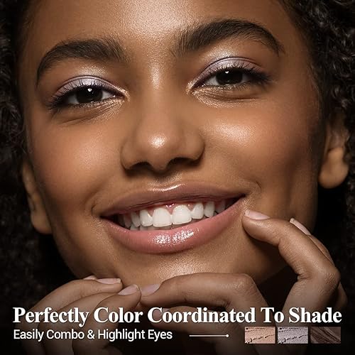 Miniatura 5 de LUXAZA Sombra de ojos, 3 unidades, crema neutra mate y brillante, sombra de ojos, lápiz iluminador de lápices con fórmula a prueba de arrugas,